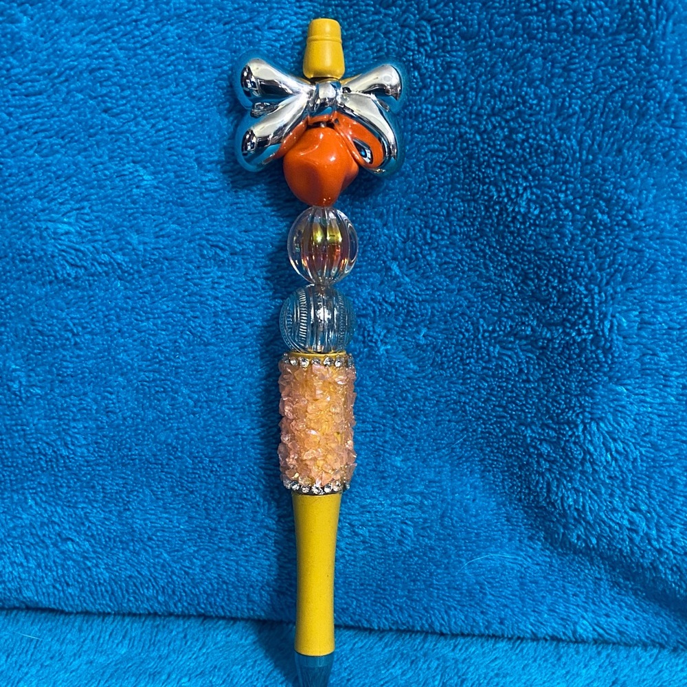 Colorful Beaded Pen with Silver Accents